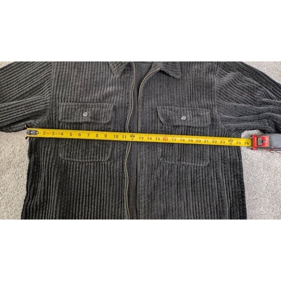 Vibes Mens Corduroy Zip-Up Jacket XL Black Shacket Skater Grunge Shirt - Picture 4 of 9